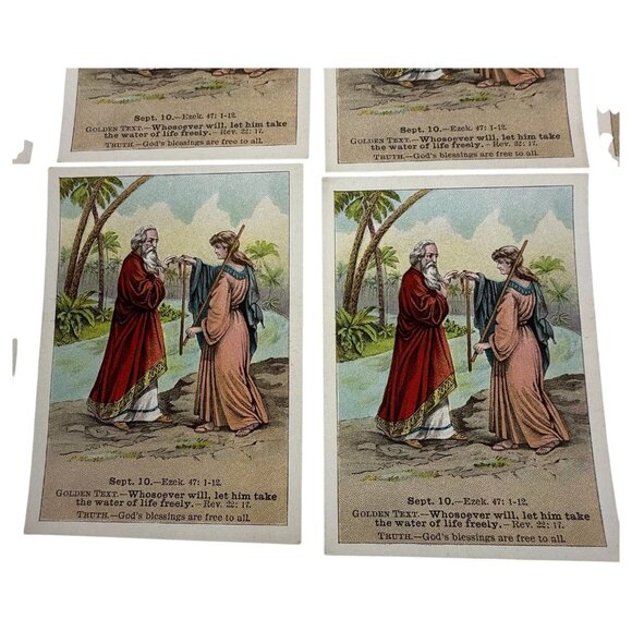 15 Antique 1905 Christian Bible Lesson 11 Picture Cards David C Cook Sept 10 - Picture 6 of 7